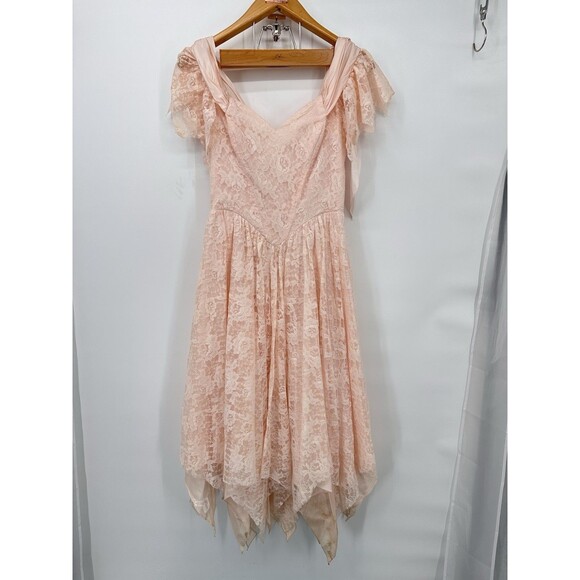 VTG 90s Pink Abstract  Vintage 80s Wedding‎ Dress Lace Coquette
Prom Gown Gothic - Picture 5 of 11